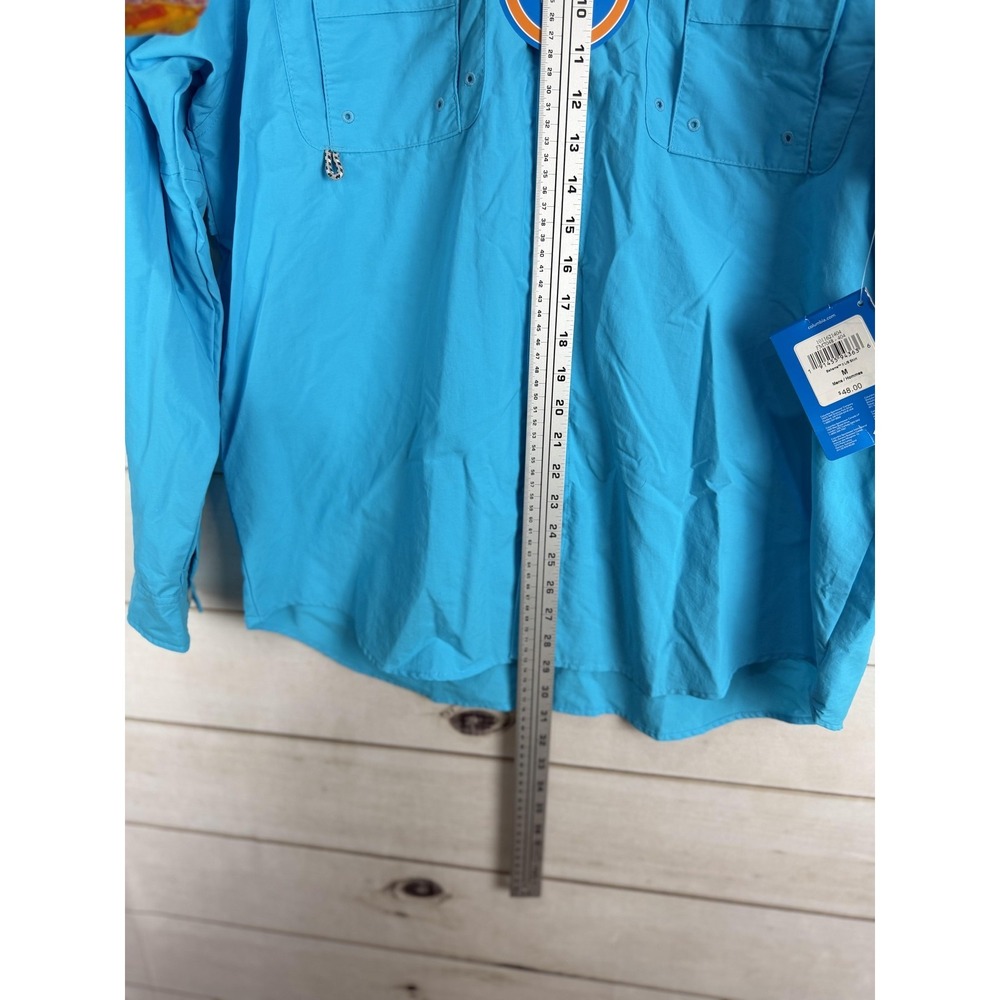 Columbia PFG Shirt Mens Medium Blue Omni-Shade Fishing Button Up Long Sleeve - Picture 5 of 9